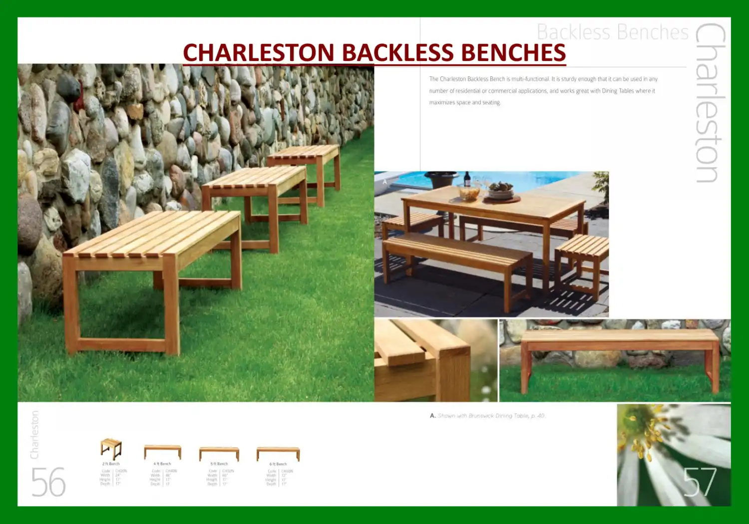 CHARLESTON BACKLESS BENCHES