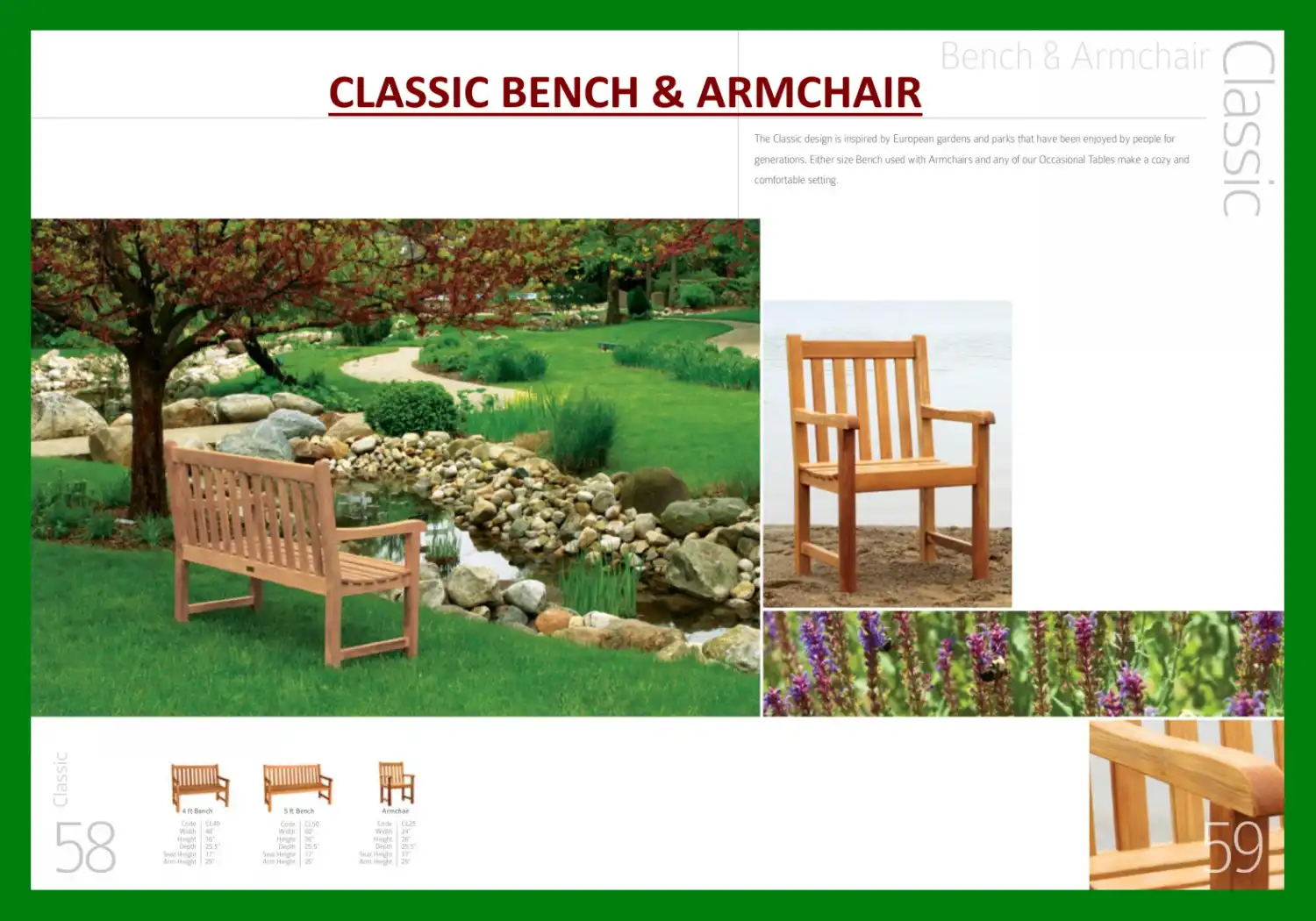 CLASSIC BENCH & ARMCHAIR