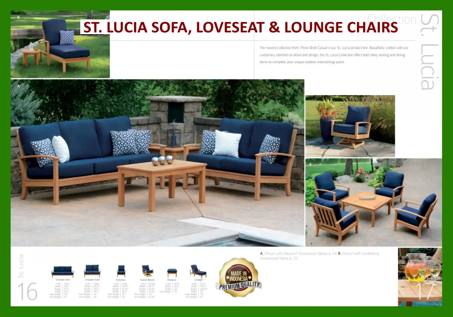 ST. LUCIA SOFA, LOVESEAT & LOUNGE CHAIRS