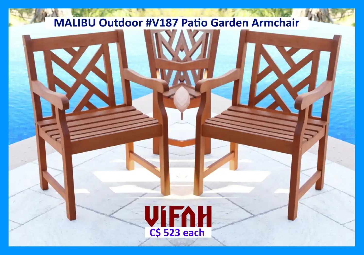 MALIBU Outdoor #V187 Patio Garden Armchair
