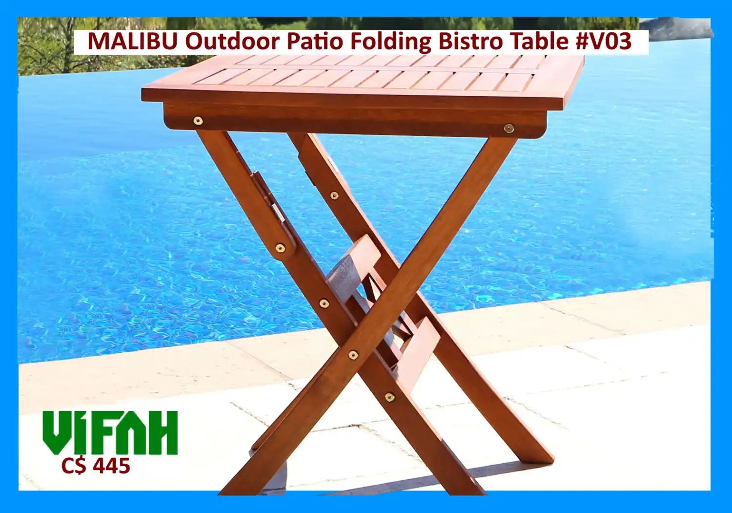 MALIBU Outdoor #V03 Patio Folding Bistro Table