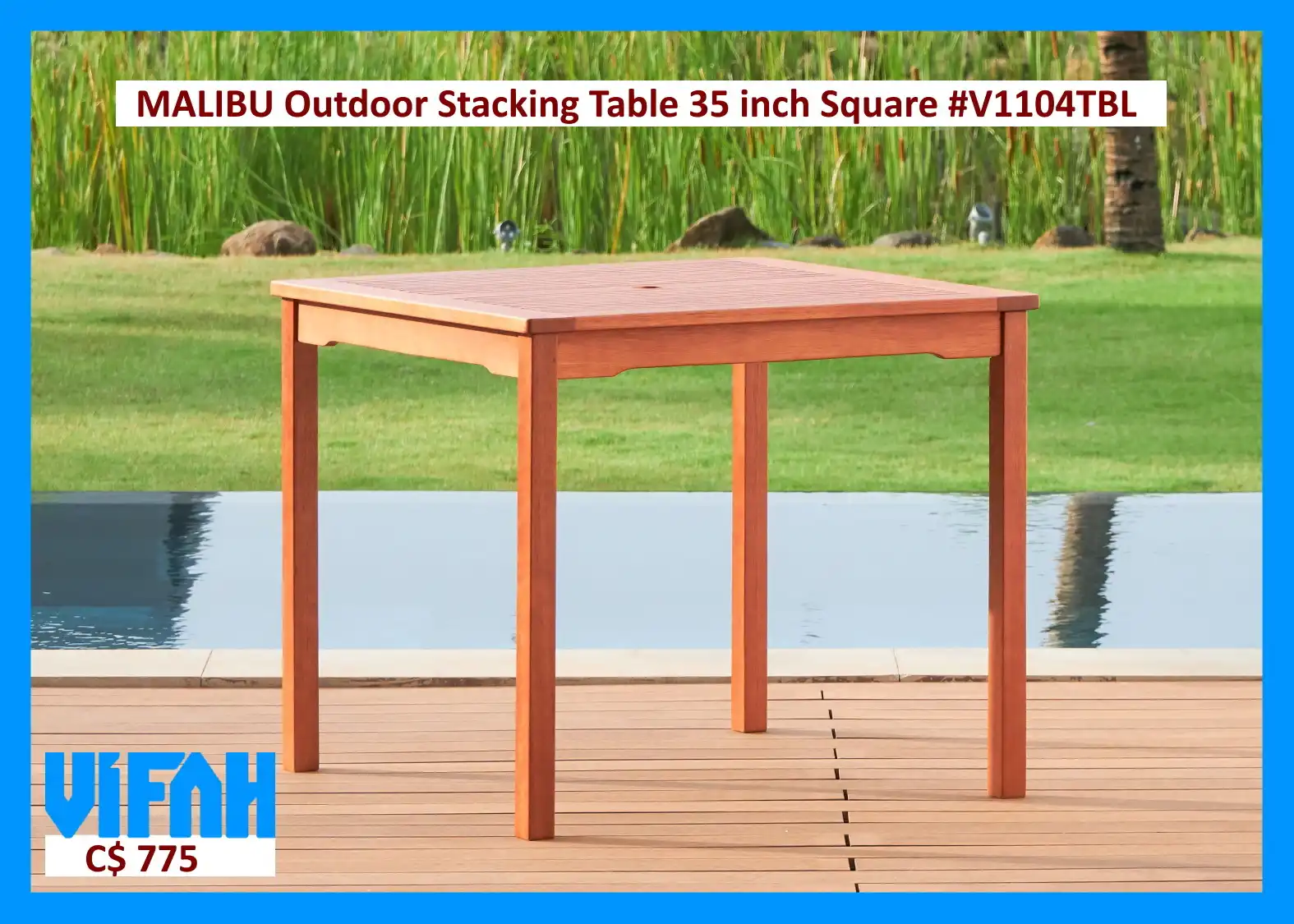 MALIBU Outdoor #V1104TBL Stacking Table 35 inch Square
