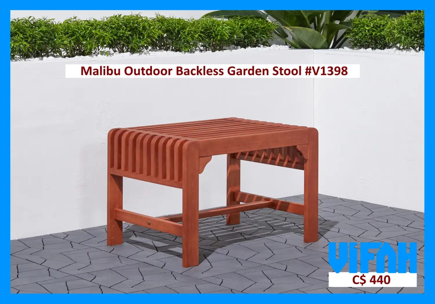 MALIBU Outdoor #V1398 Backless Garden Stool