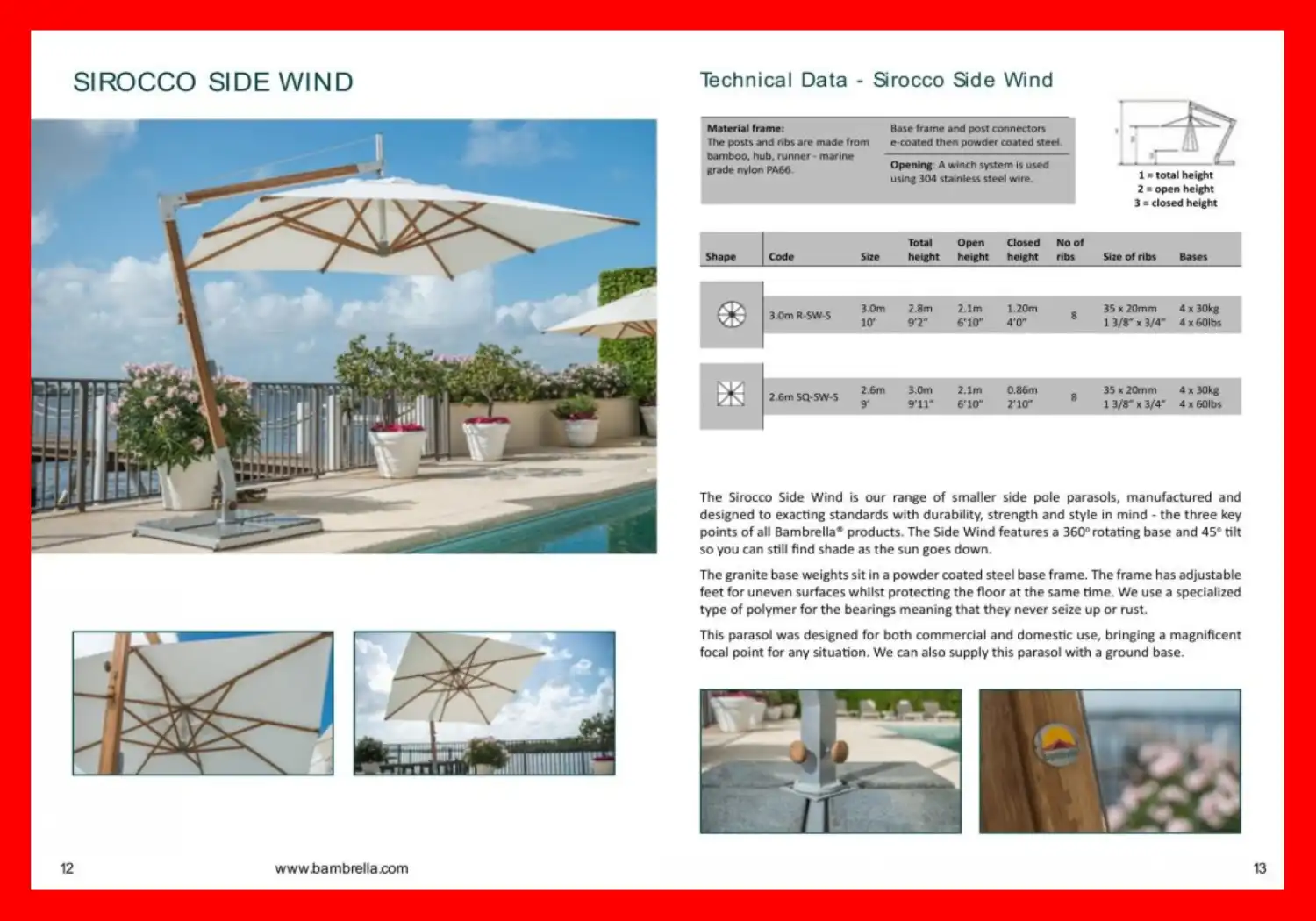 SIROCCO SIDE WIND (BAMBOO) CANTILEVER