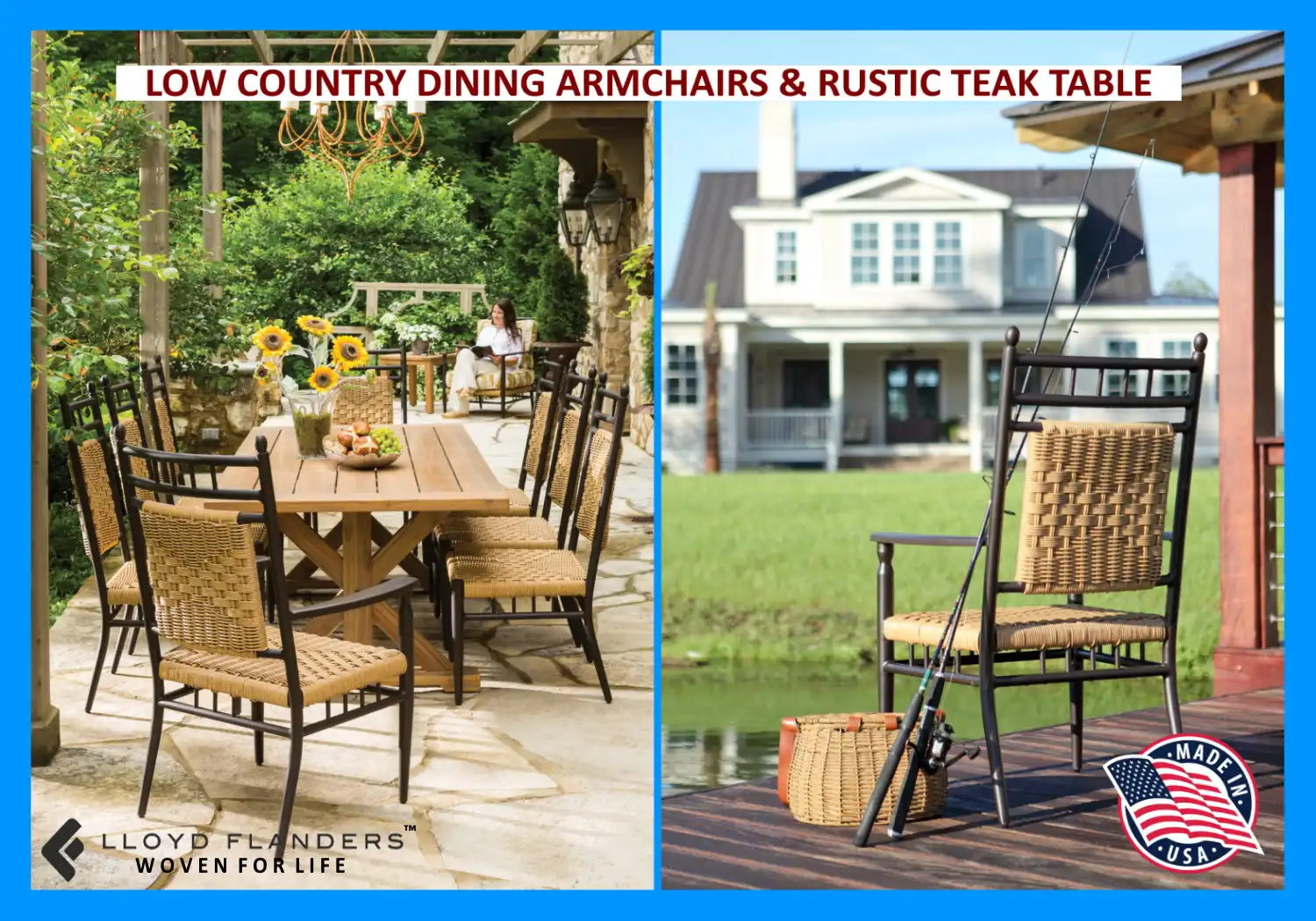 LOW COUNTRY DINING CHAIRS & RUSTIC TEAK TABLE
