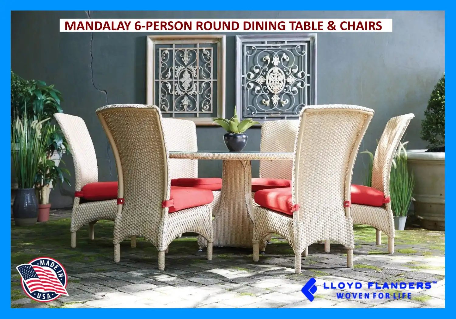 MANDALAY 6-PERSON ROUND DINING TABLE & CHAIRS