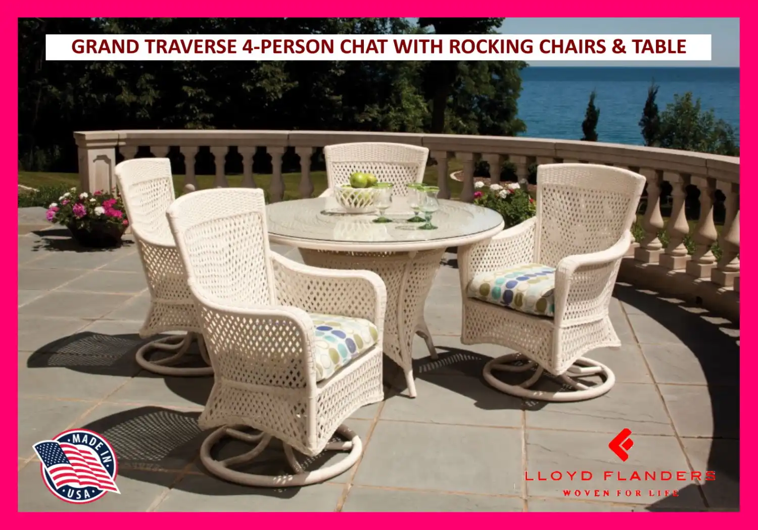 GRAND TRAVERSE 4-PERSON CHAT WITH ROCKING CHAIRS & TABLE