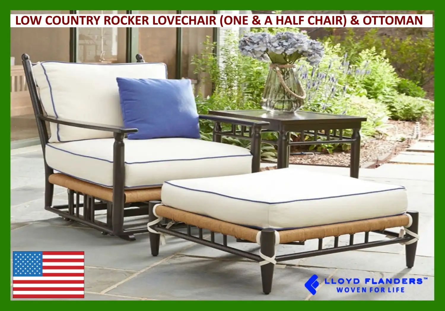 LOW COUNTRY ROCKER LOVECHAIR (ONE & A HALF CHAIR) & OTTOMAN