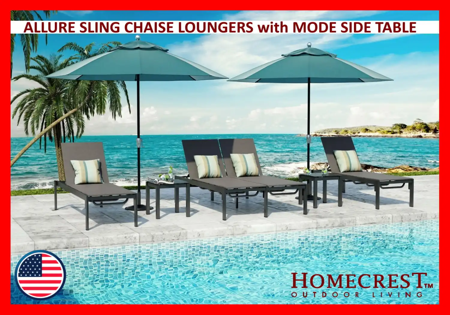 ALLURE SLING CHAISE LOUNGERS with MODE SIDE TABLE