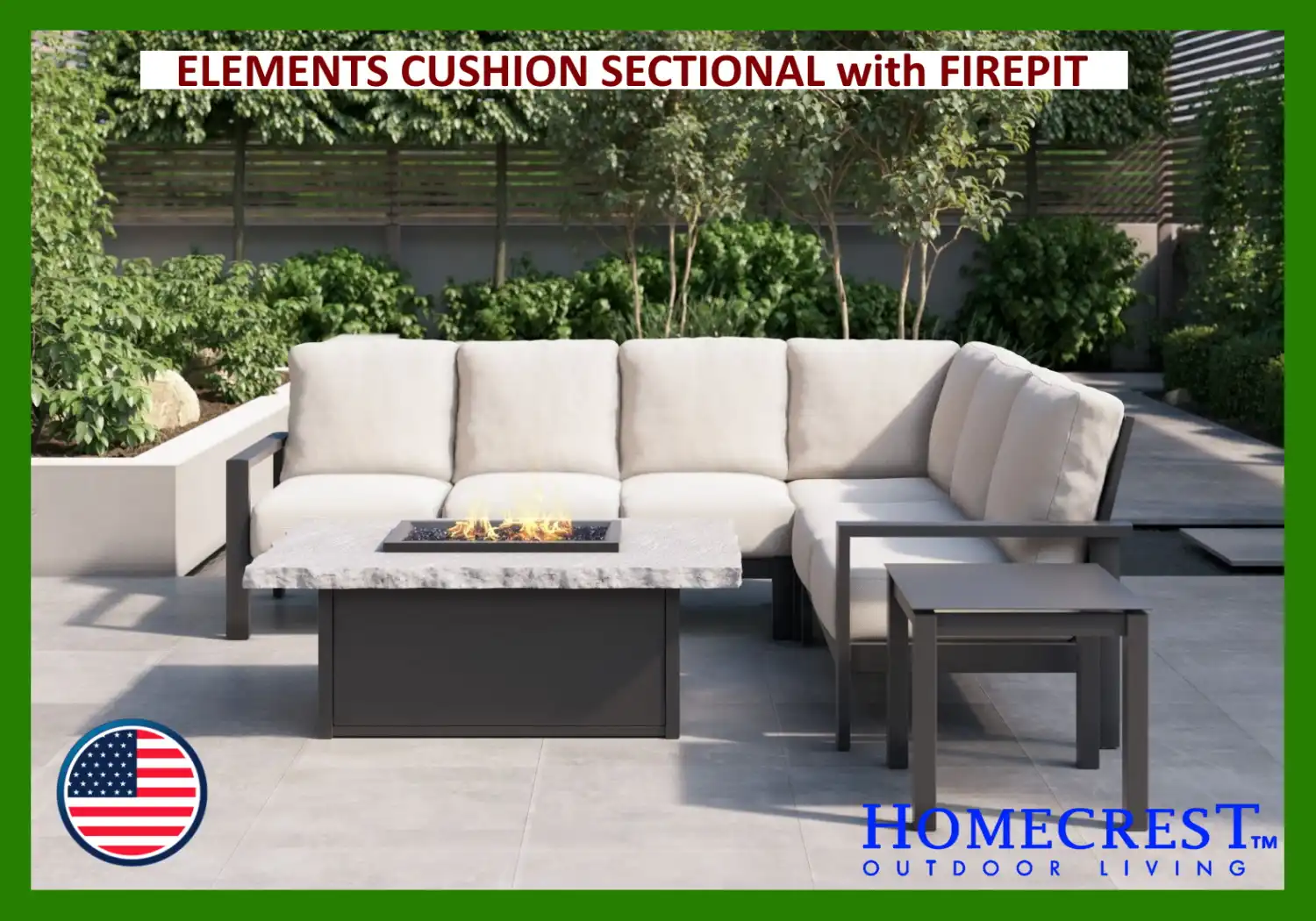 ELEMENTS CUSHION SECTIONAL with FIREPIT