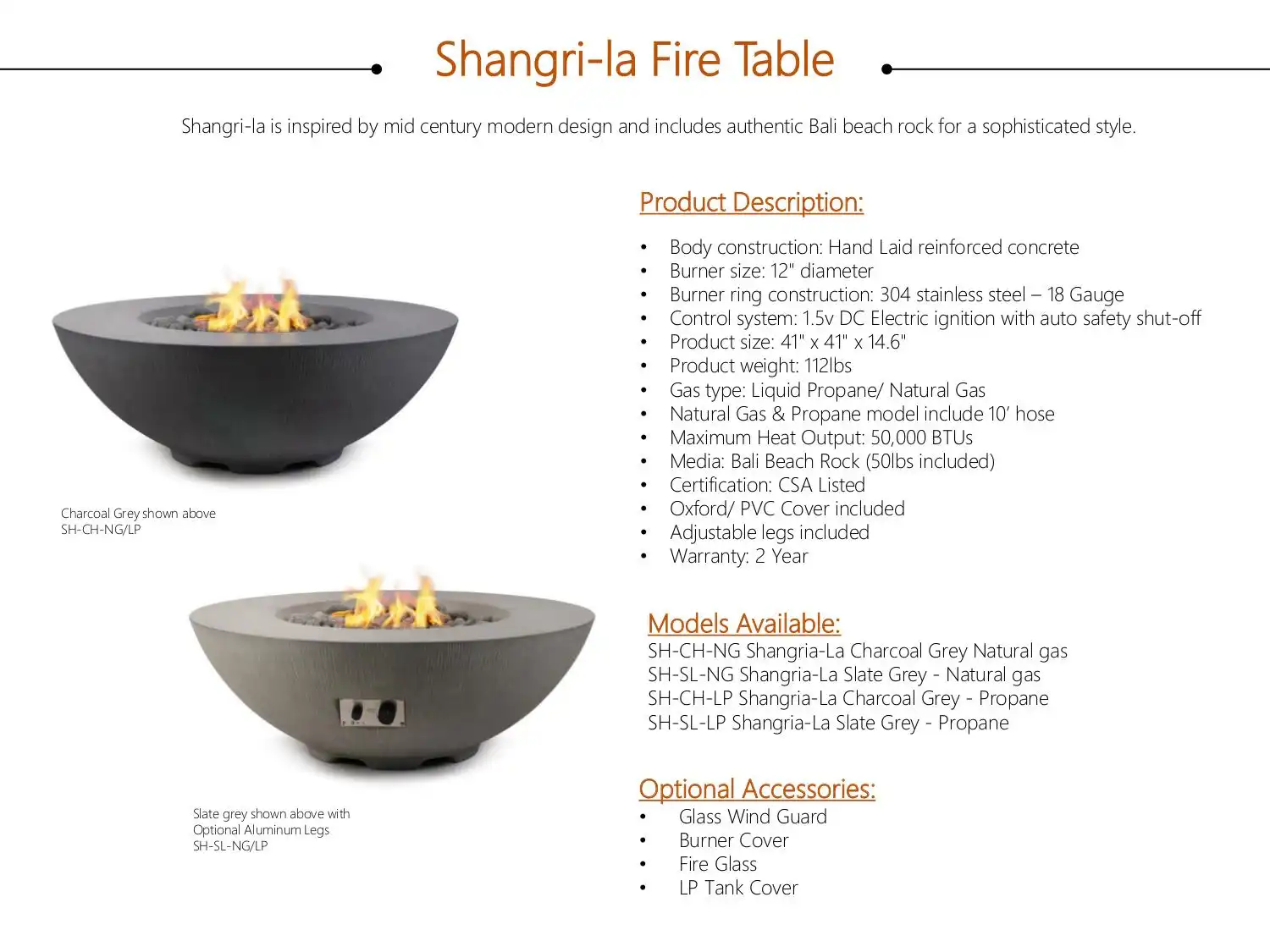 CL SHANGRI-LA FIRE TABLE C$ 2,200 by Pyromania