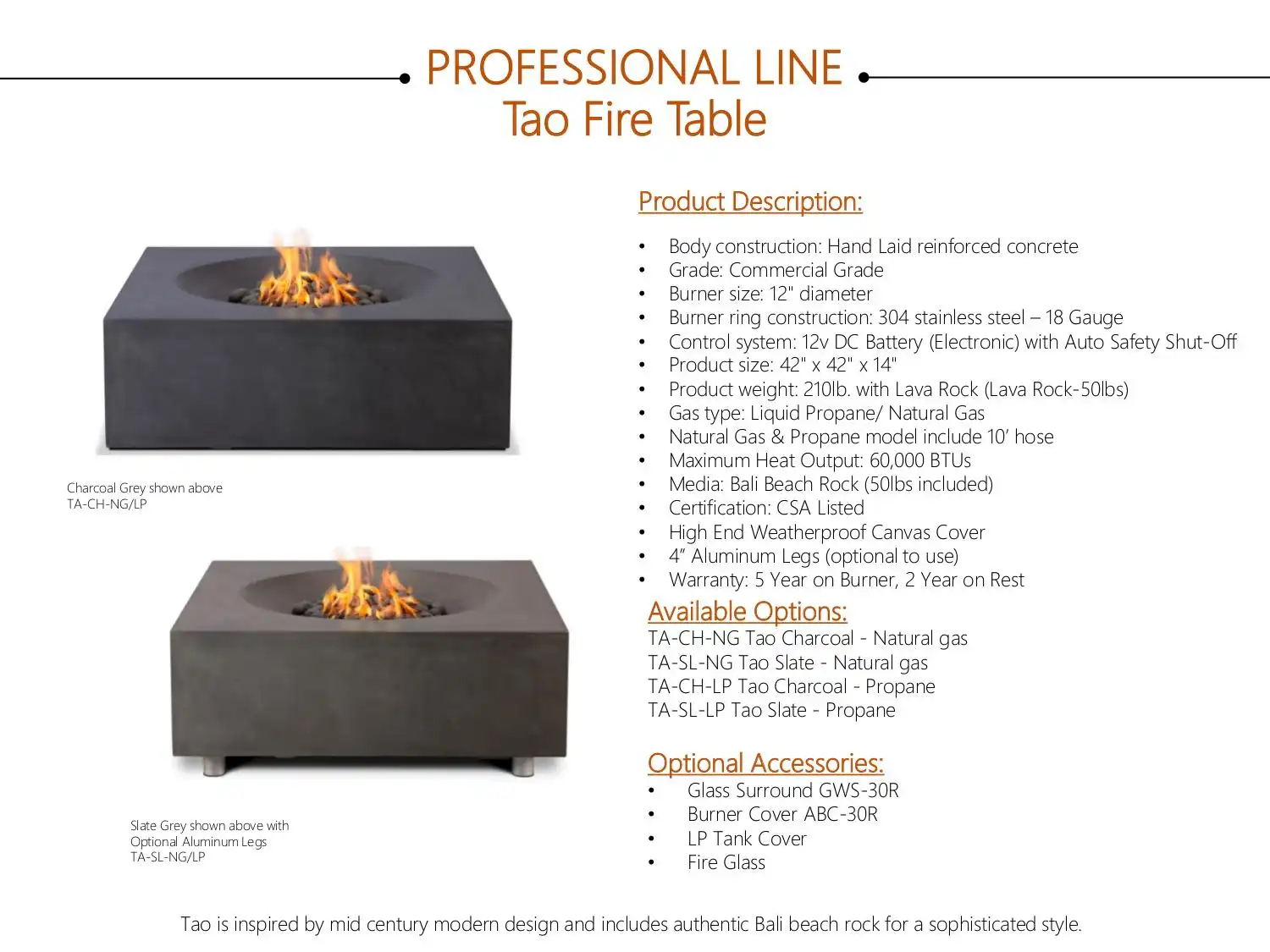 PL TAO FIRE TABLE C$ 3,100 by Pyromania