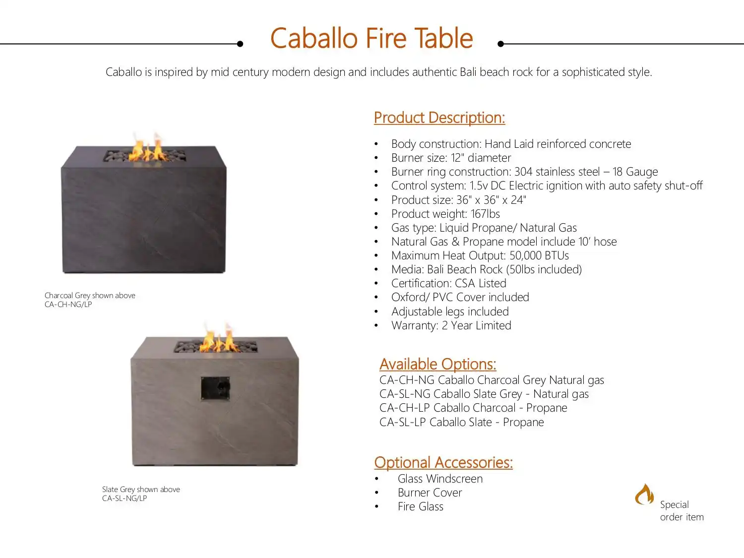 SO CABALLO FIRE TABLE C$ 2,500 by Pyromania