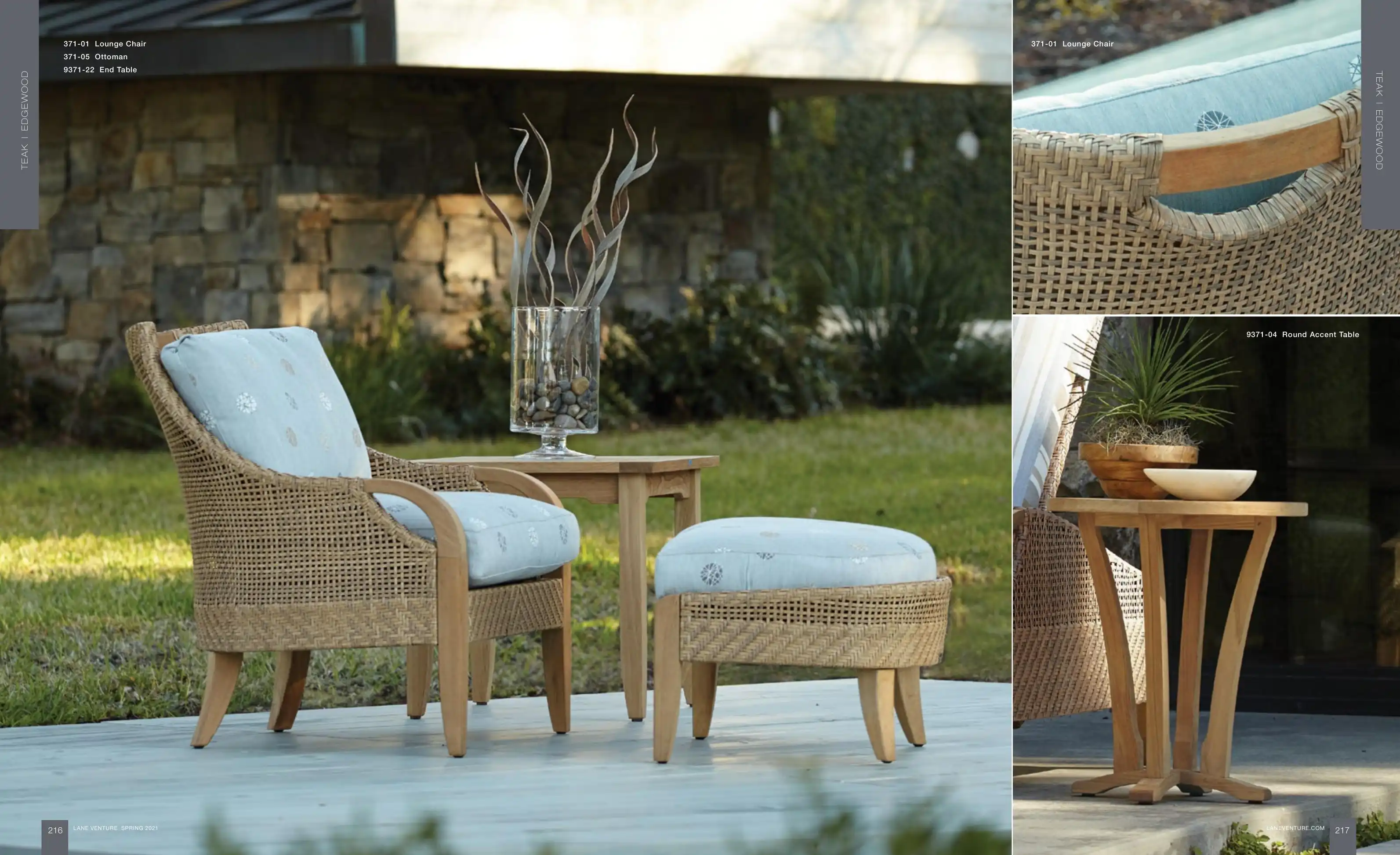 EDGEWOOD Teak Lounge Chair & Ottoman by Lane Venture