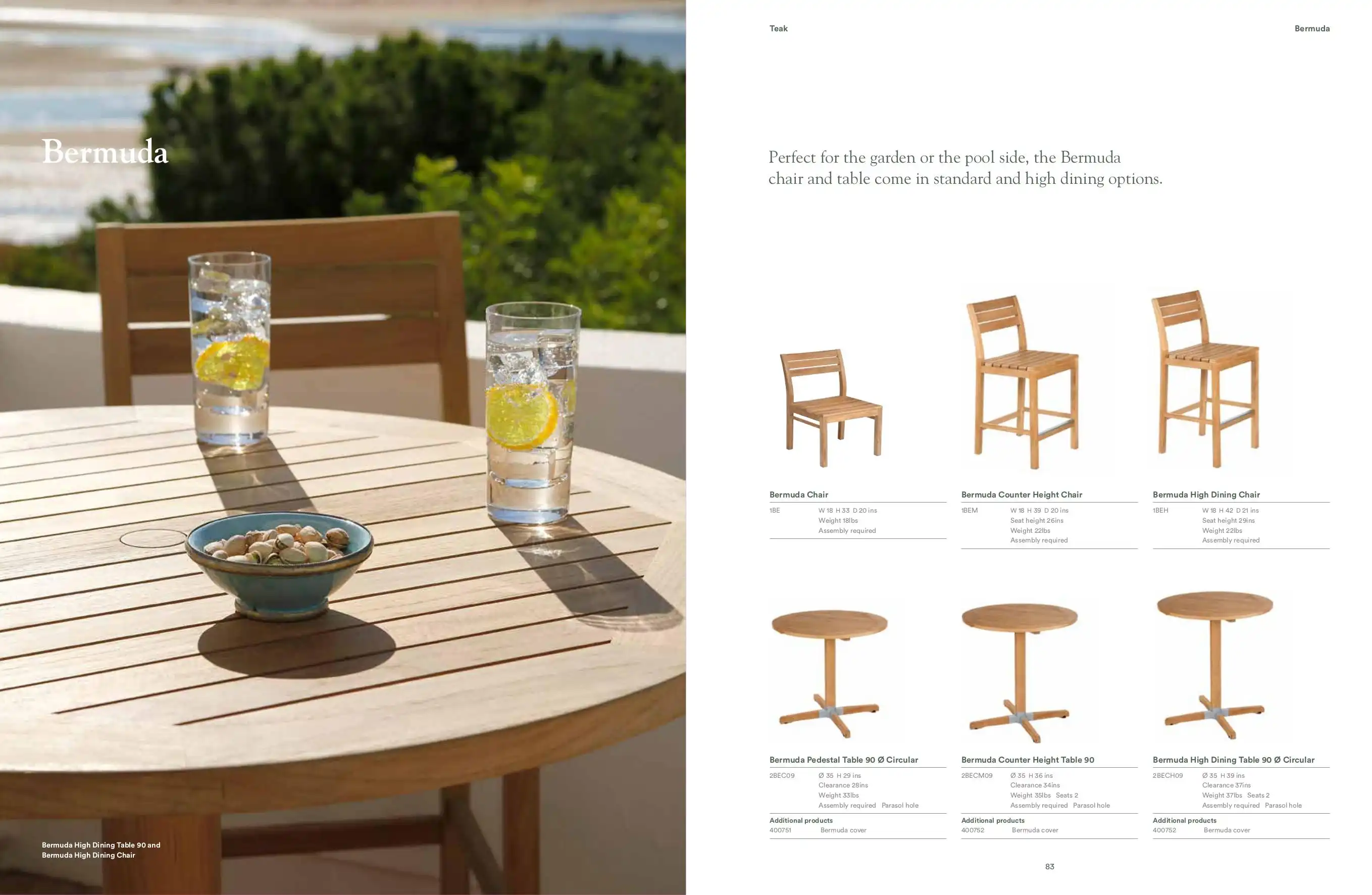 BERMUDA (Teak) Chairs & Tables by Barlow Tyrie