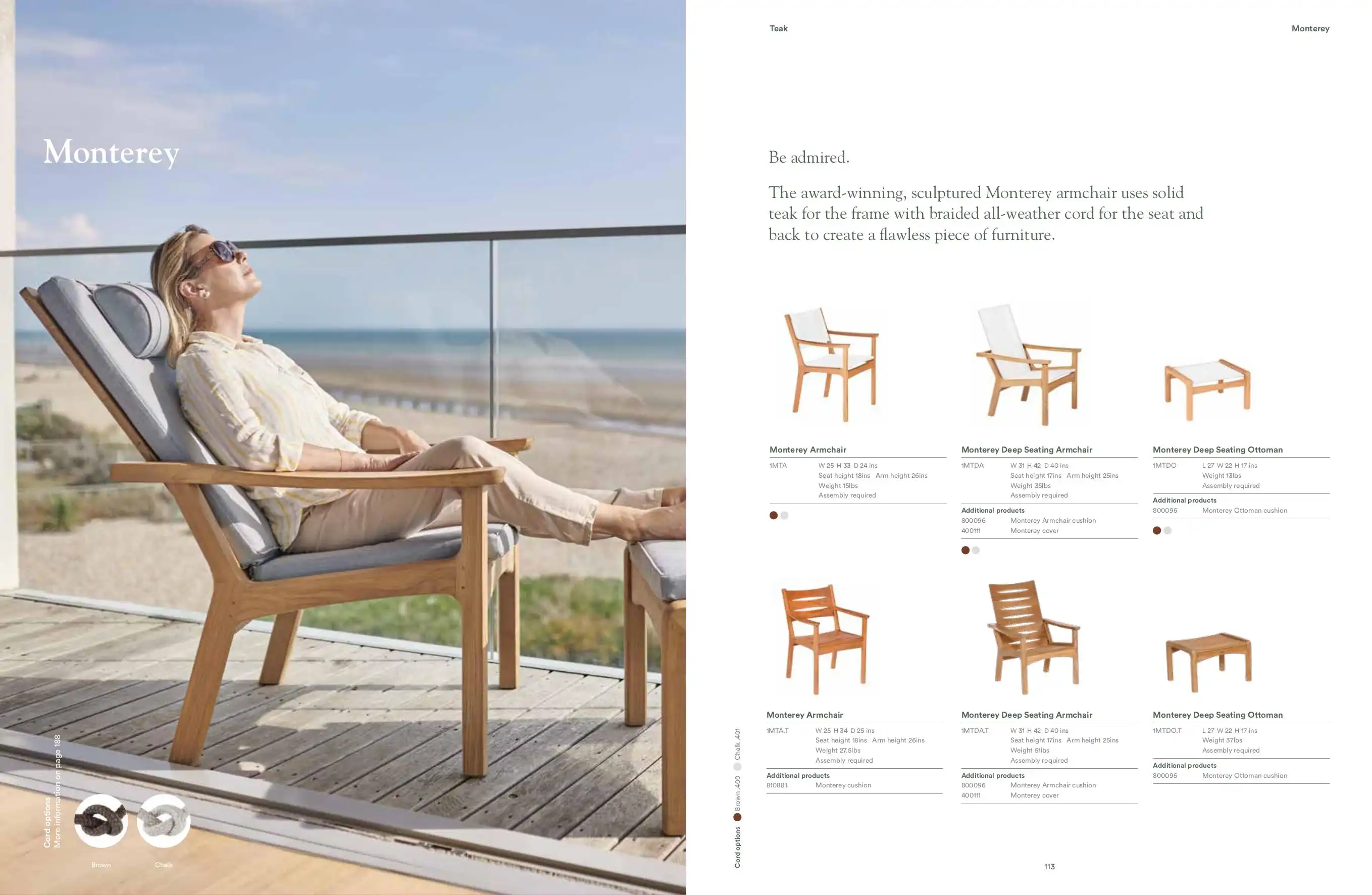 MONTEREY (Teak) Lounge Chairs by Barlow Tyrie