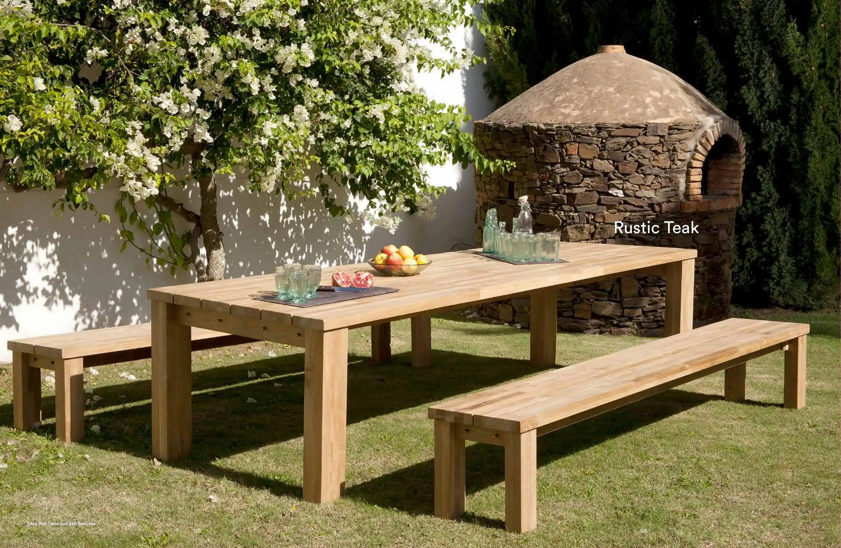 RUSTIC (Teak) Dining Table & Benches by Barlow Tyrie