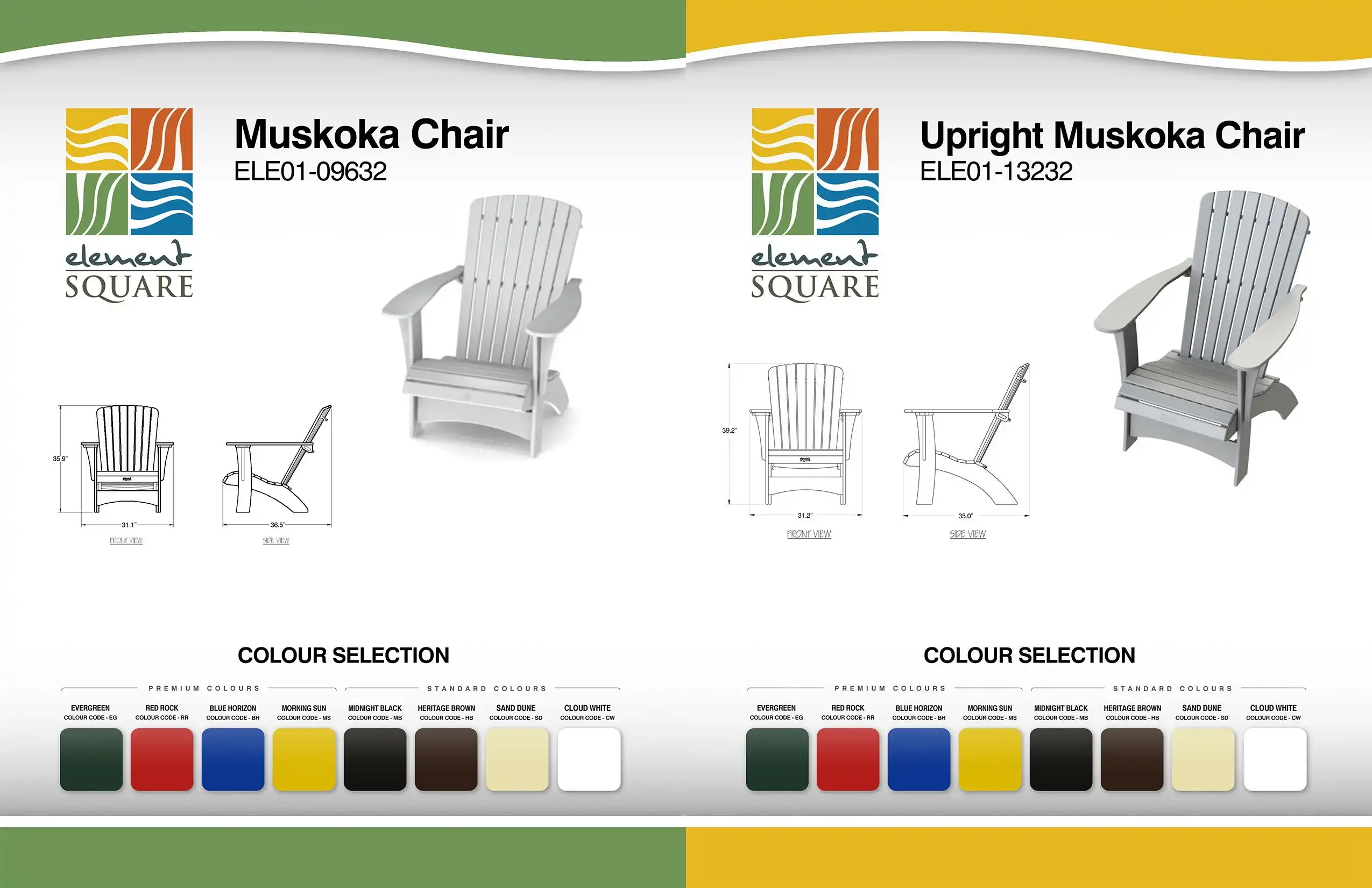 LOW-BACK & UPRIGHT MUSKOKA CHAIRS by Element Square