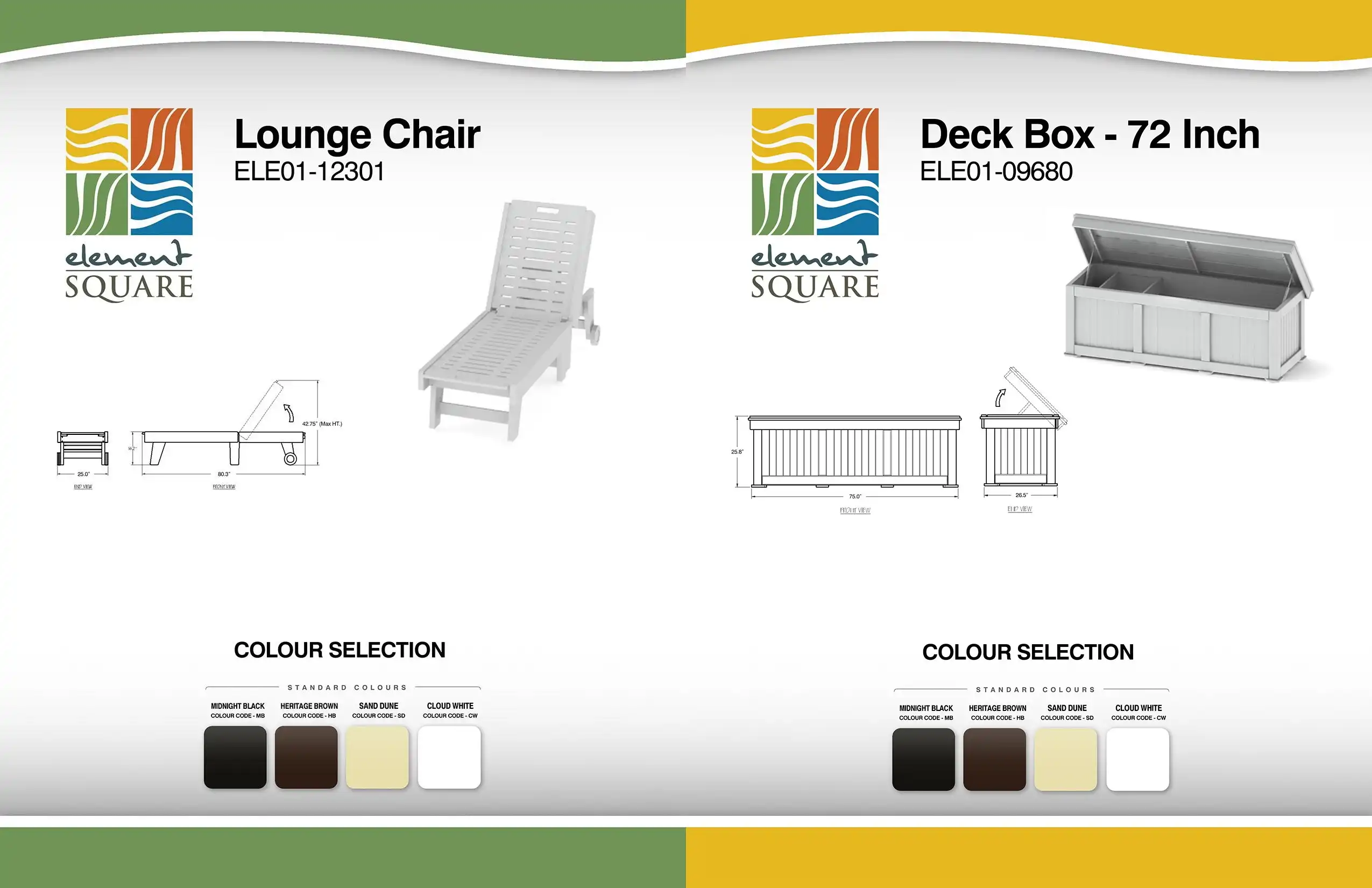 LOUNGE CHAIR & 72 inch DECK BOX by Element Square