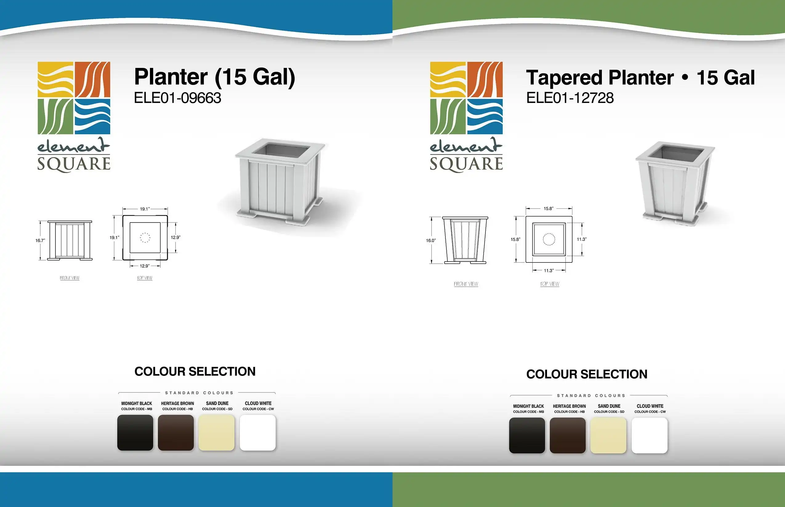 15 Gal PLANTER & TAPERED PLANTER by Element Square