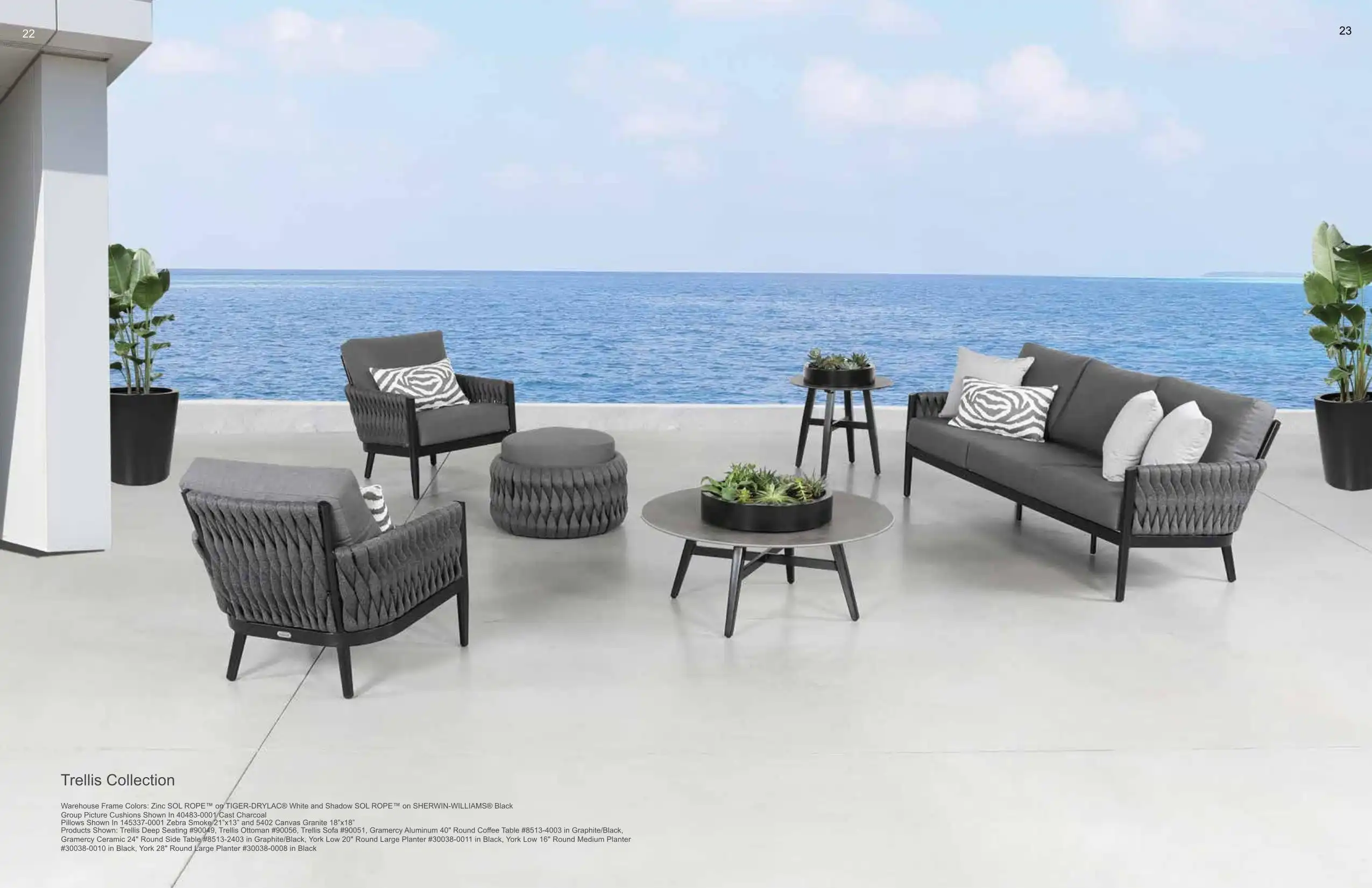 TRELLIS Sofa & Lounge Chairs (ROPE & UPHOLSTERY) Collection(s) by Cabana Coast 