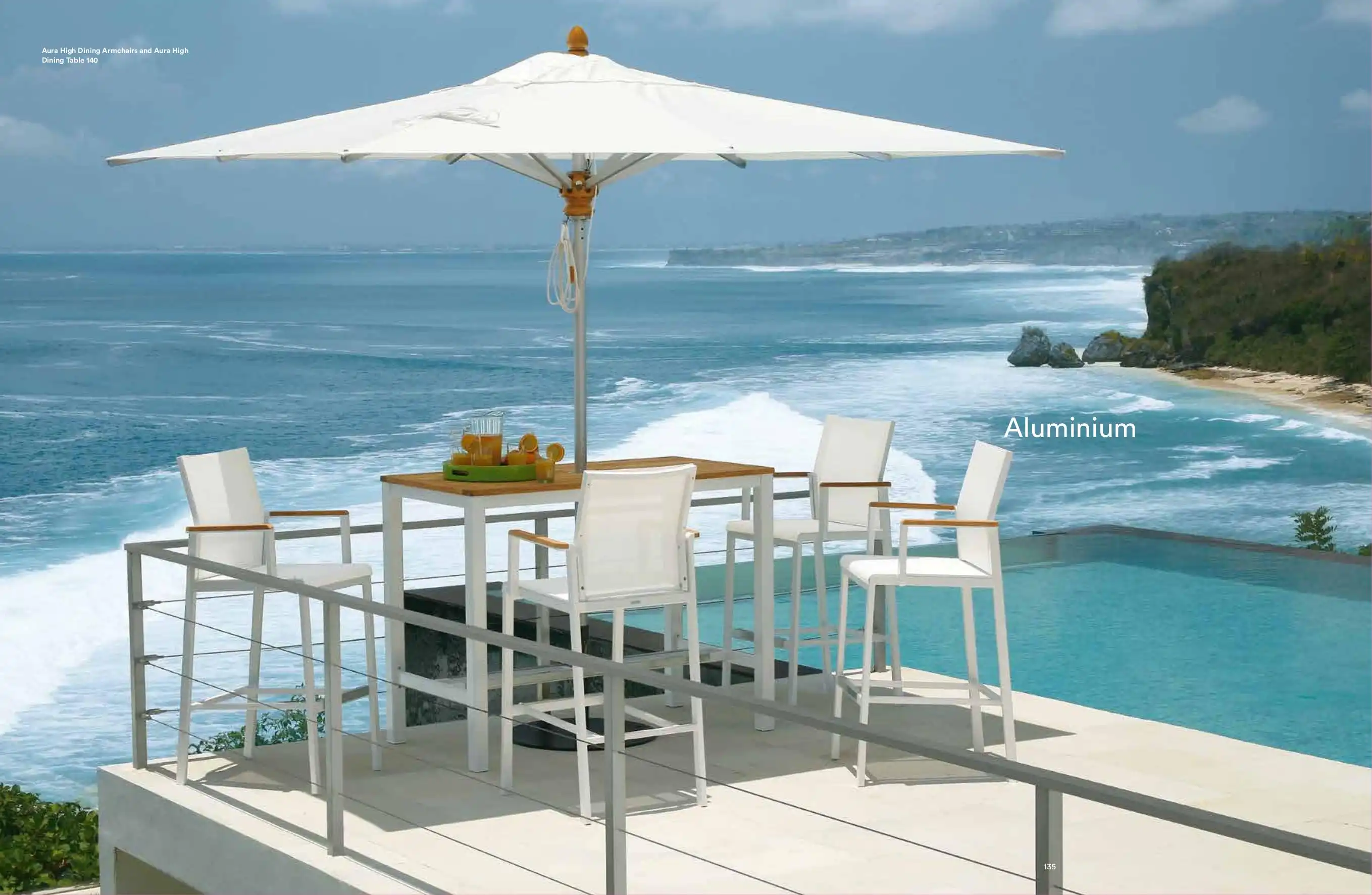 ALUMINUM Small Dining with Umbrella by Barlow Tyrie