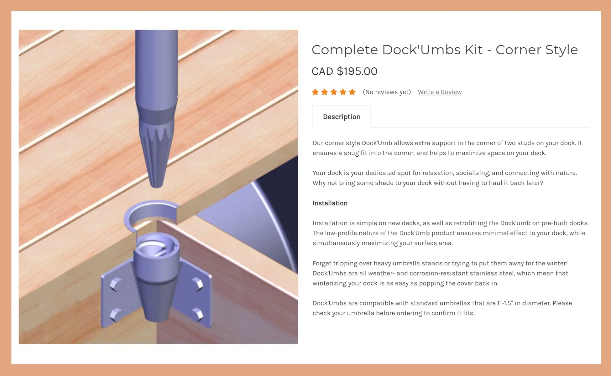 DECK'UMBS 1.5 inch Complete CORNER Style Kits $195