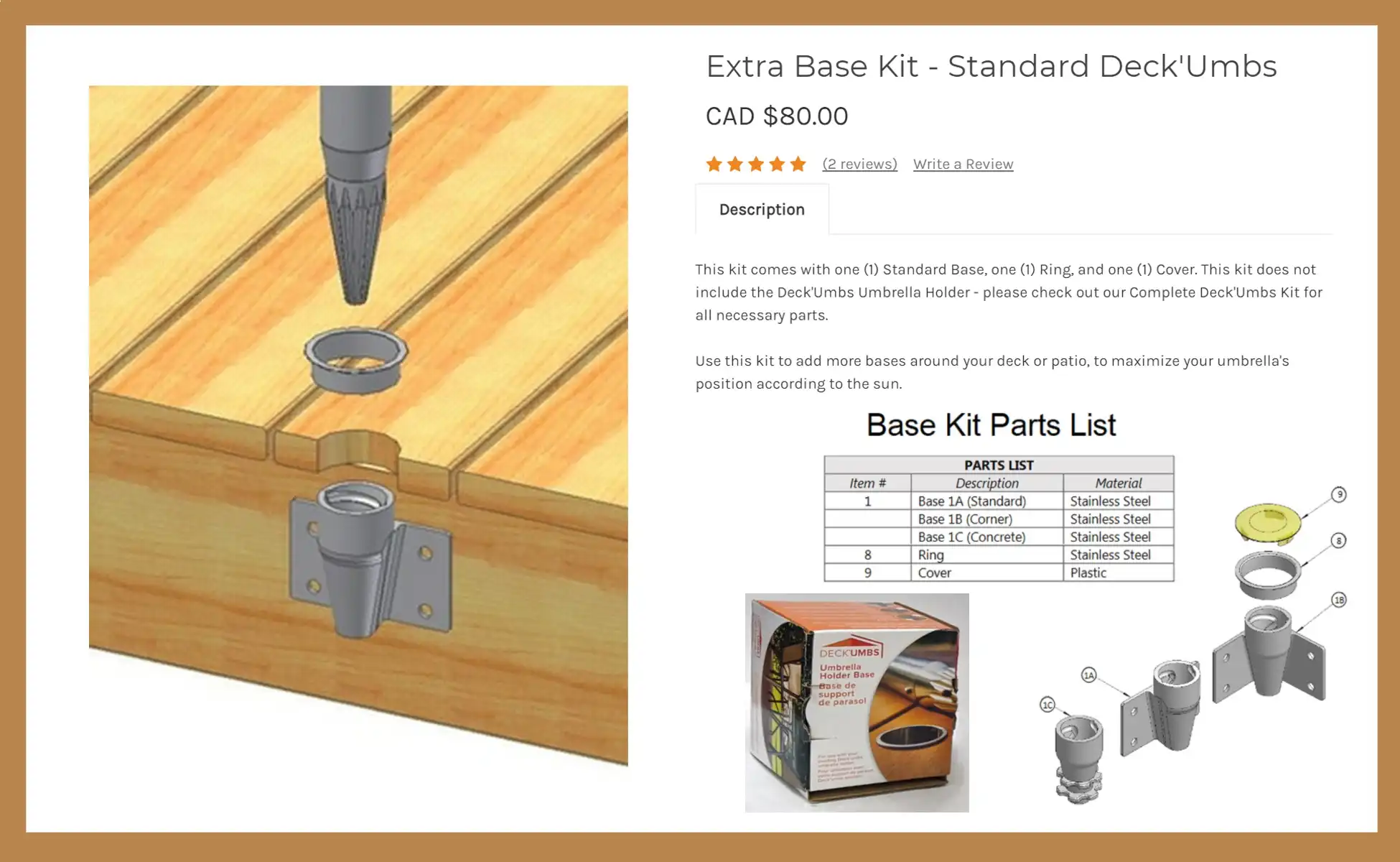 DECK'UMBS Extra Standard Base Kit $80